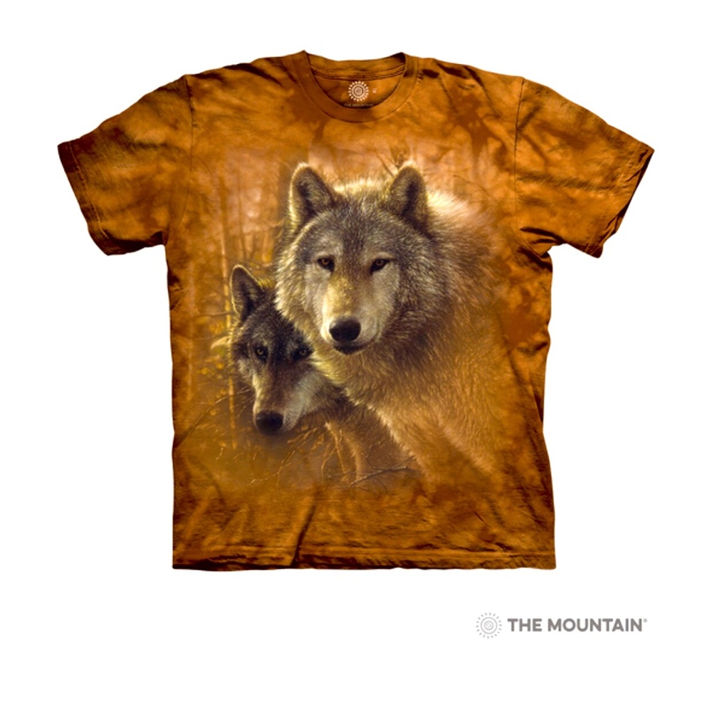 New The Mountain Classic Woodland Companions Wolf Tee, Size 2XL, Rust/Black